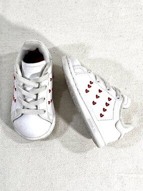 adidas Stan Smith EL 1 4K toddler shoes Valentine's Day EG6498 White Red Hearts